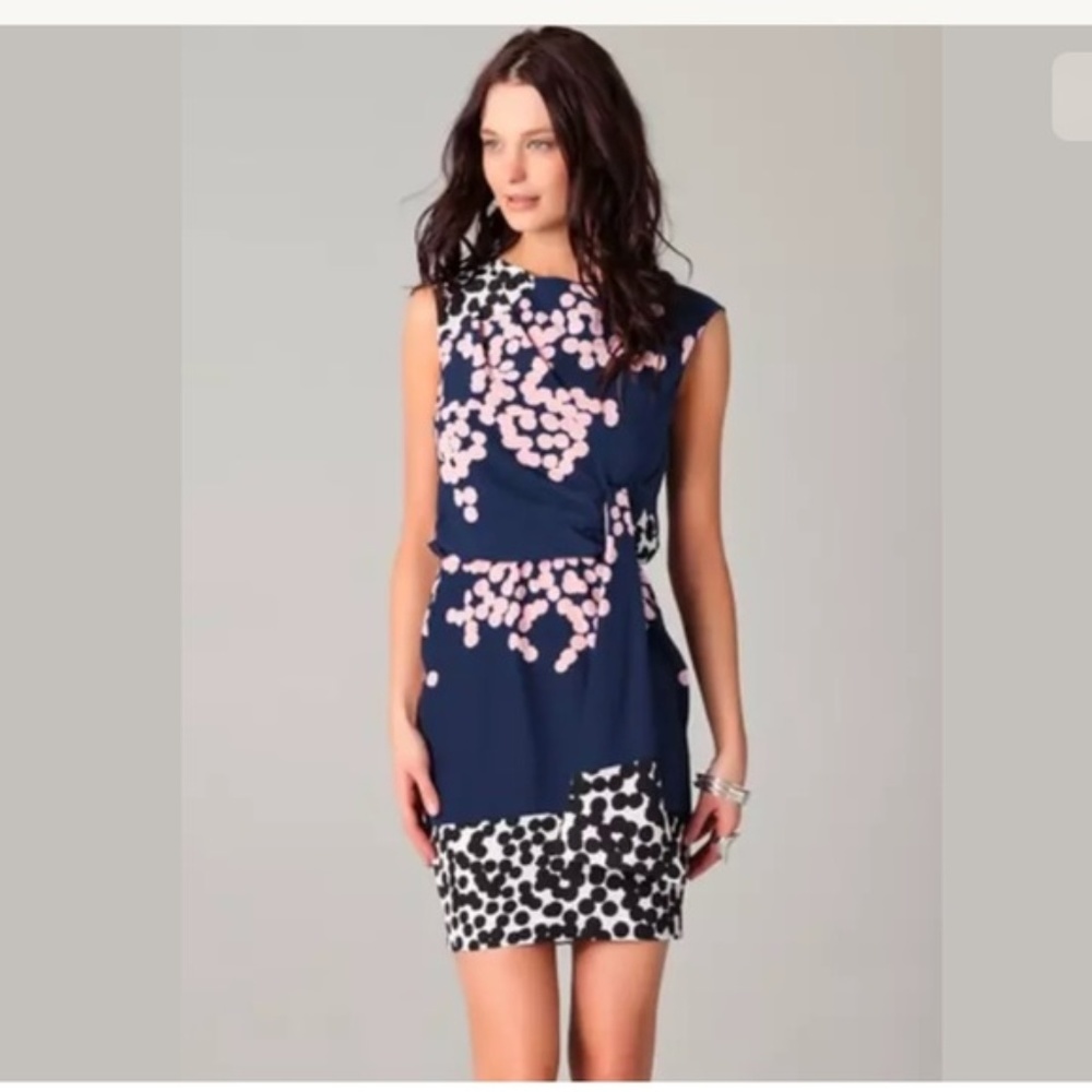 Diane Von Furstenberg Blue Tamara Silk Dress